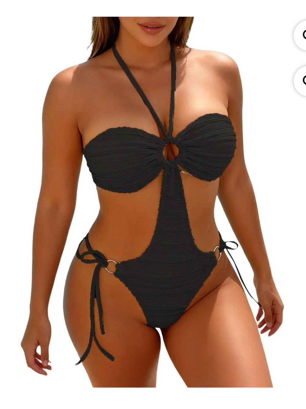 New Sexy One Piece Black Swimsuit-XL